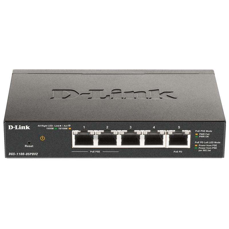 D-Link DGS-1100-05PDV2 Switch 5xGb PoE 1xPD (18W)