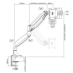 TooQ Soporte mesa incli/gira 1 brazo 13" a 32"