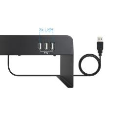 Tooq Soporte elevador monitor/portátil 3xUSB negro