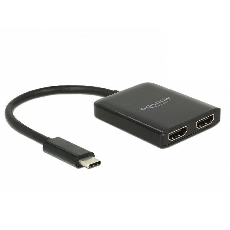 Delock Divisor USB Type-C>2 x salida HDMI 4K Negro