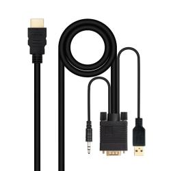 Nanocable Conversor HDMI a VGA-Jack-UBS, 1.8 m