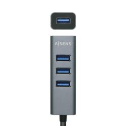 Aisens Hub USB 3.1 Alu C/M-4Xtipo A/H Gris 10Cm