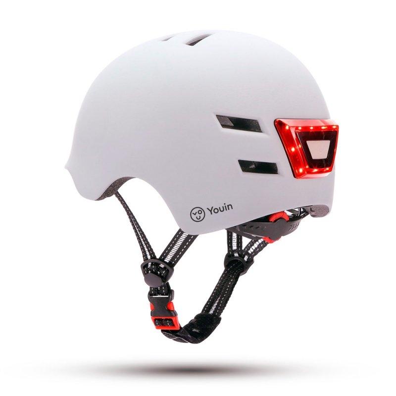 YOUIN Casco con LED frontal/trasero BLANCO talla M