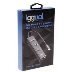 iggual Hub tipo C x 3 puertos USB 3.1+RJ45 Gigabit